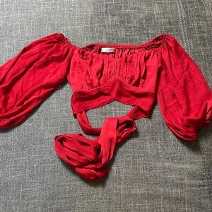 L'Academie Red Off-Shoulder Blouse